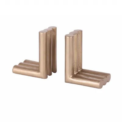 Ellie Brass Finish Aluminium Set of 2 Bookends Antique Brass