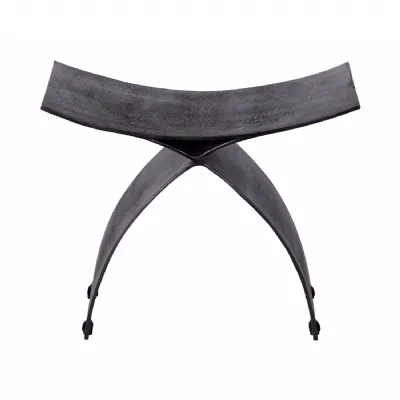 Noir Crescent Iron Stool Black