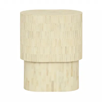 Apollo Bone Inlay Side Table Cream, White