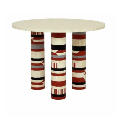 Coco Hall Bone Inlay Dining Table Black, Cream, Terracotta, White