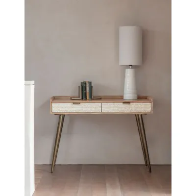 Nerida Bone Inlay Desk Cream, Light Wood, Neutral