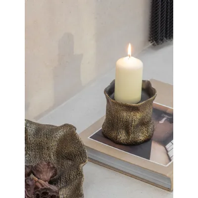 Molten Weave Candle Holder Antique Brass, Gold