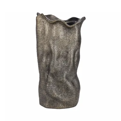 Molten Weave Vase Large Antique Brass, Gold