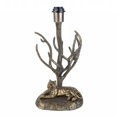 Kavari Tiger Lamp Base Only Antique Brass, Gold