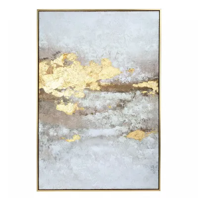 Golden Dusk Heavy Textured Framed Canvas Wall Art 80x120cm