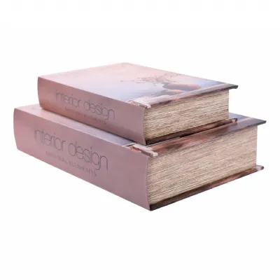 Interior Design Natural Elements Set of 2 Book Boxes Neutral
