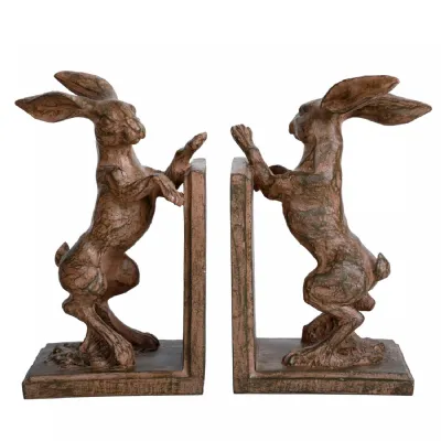 Hurrell Rustic Standing Hare Bookends
