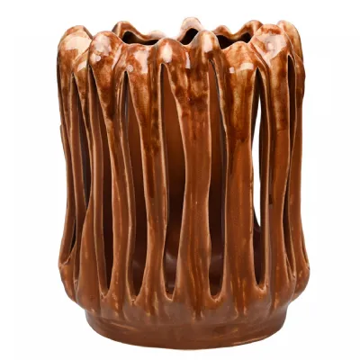Denton Reactive Glaze Candleholder Brown