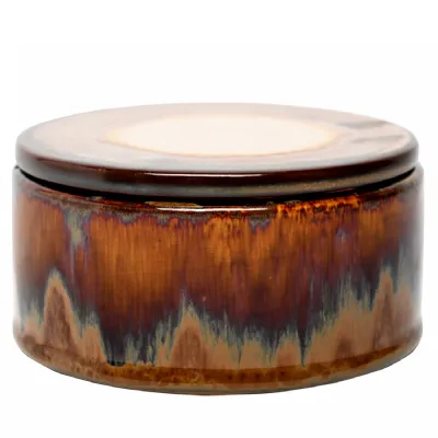 Medway Ochre Reactive Glaze Candle Brown, Orange