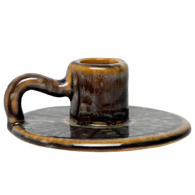 Denton Glazed Candle Stick Brown