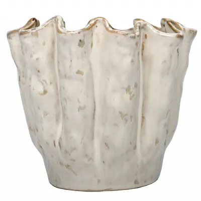 Coralie Glazed Vase Small Cream, White