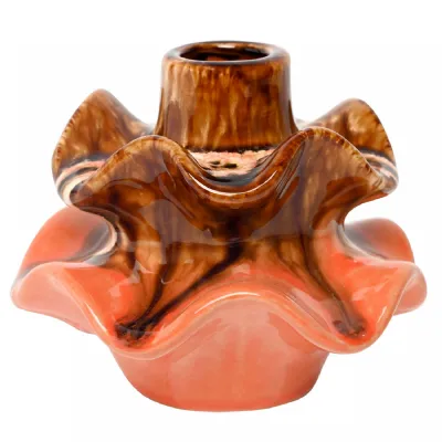 Ibiza Reactive Glaze Small Vase Brown, Orange