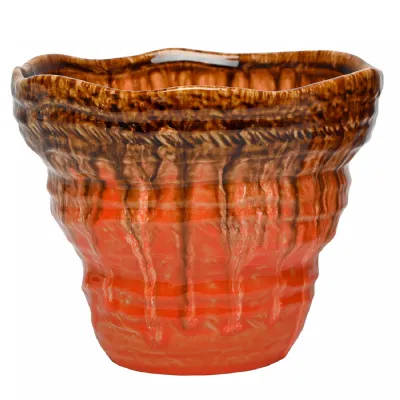 Ibiza Reactive Glaze Planter Small Brown, Orange