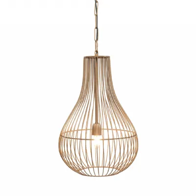 Mira Pear Drop Wire Pendant Brass, Gold