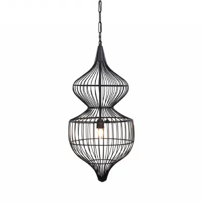 Mira Hourglass Wire Pendant Black
