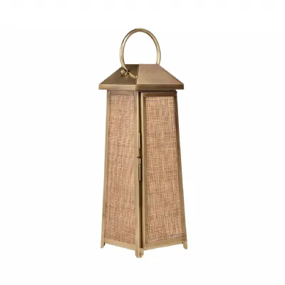Soleil Brass And Rattan Lantern 77cm