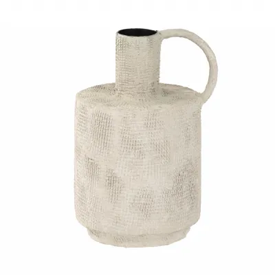 Navi Barrel Textured Vase Cream