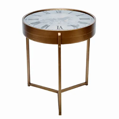Atlas Moving Cogs Side Table 50cm Antique Gold, Black