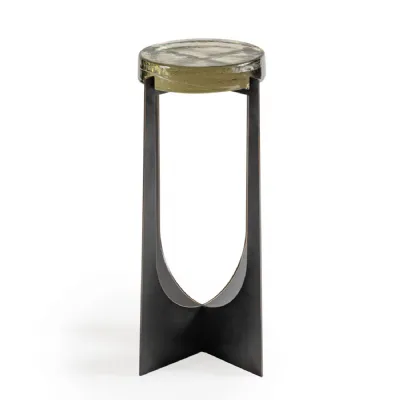 Glenthorpe Brick Glass Accent Table Black, Bronze