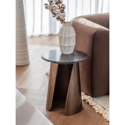 Newton Crescent Side Table Black, Gold