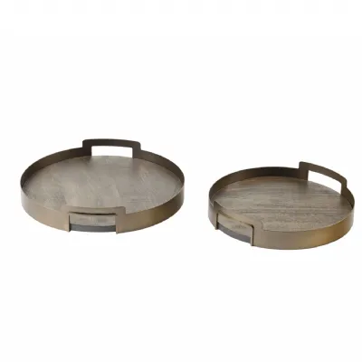 Shibui Mango Wood And Smoked Gold Trays Set of 2 Black, Brown