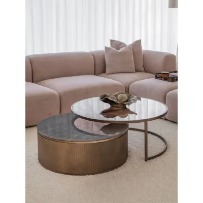 Belvedere Royal Gold Set of 2 Nesting Coffee Tables Brown, Gold