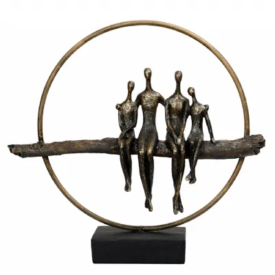 Circle of Life Family Sculpture Antique Gold, Bronze