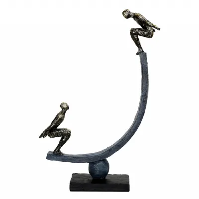 Balancing Act Figures Sculpture Antique Gold, Bronze