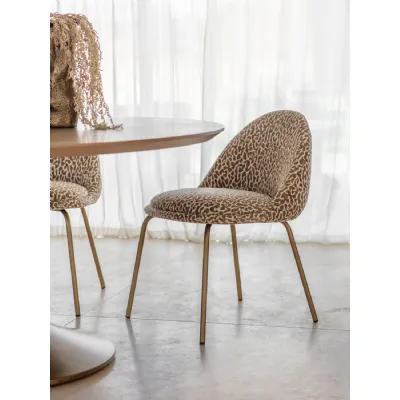 Pair of Lanta Upholstered Dining Chairs Antique Gold, Beige