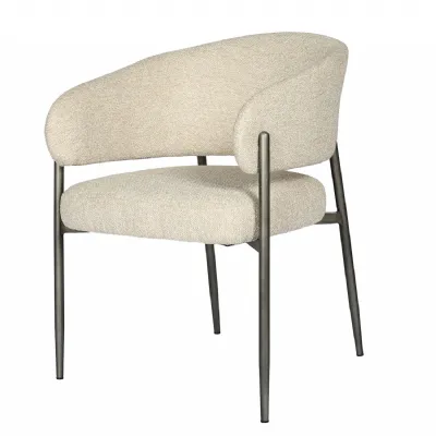 Holmes Boucle Upholstered Dining Chair Cream, Grey