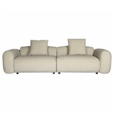 Limewood 3 Seater Sofa and Cushions in Warm Stone Velvet Beige, Cream, Ivory, Neutral
