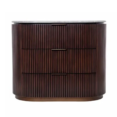 Whitwell Three Drawer Chest Antique Brass, Brown, Grey