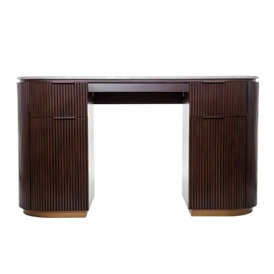 Whitwell Writing Desk Antique Brass, Brown, Grey