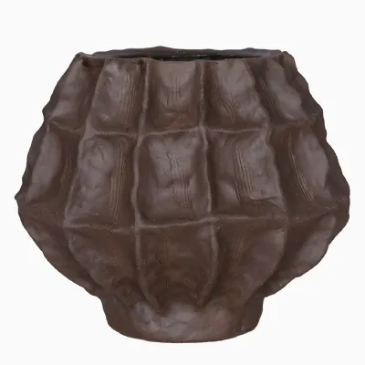 Kova Brown Textured Ceramic Round Vase