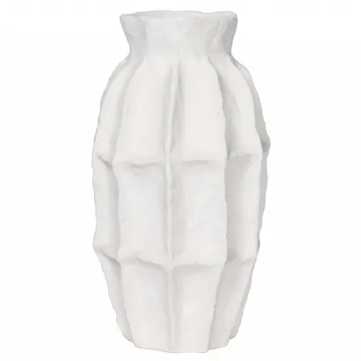 Kova White Textured Ceramic Slim Vase Small
