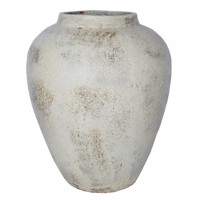 Marnel White Textured Ceramic Oversized Planter