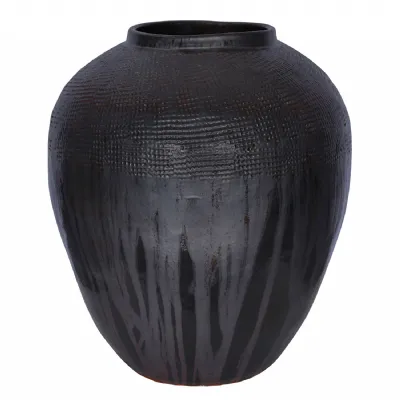 Marnel Black Textured Ceramic Oversized Planter