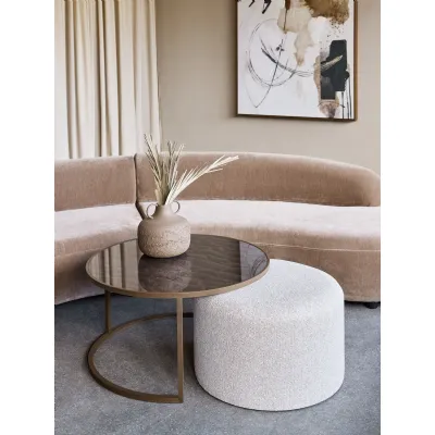 Driftwood Ripple Coffee Table And Nesting Pouffe Black, White