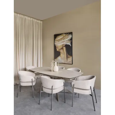 Themsby Extendable Dining Table Warm Stone