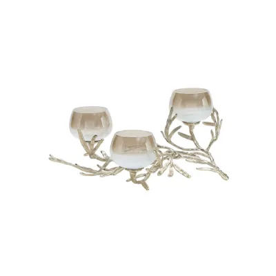 Floret Champagne Gold Brass Tealight Holder