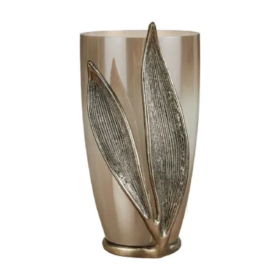 Folia Ombre Glass Vase With Antique Gold Leaf