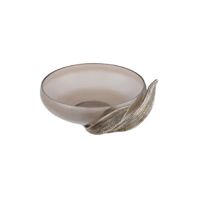 Folia Ombre Glass Bowl With Antique Gold Leaf