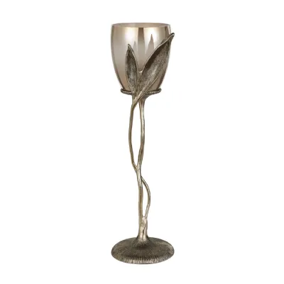 Folia Ombre Glass Hurricane With Antique Gold Leaf 70cm