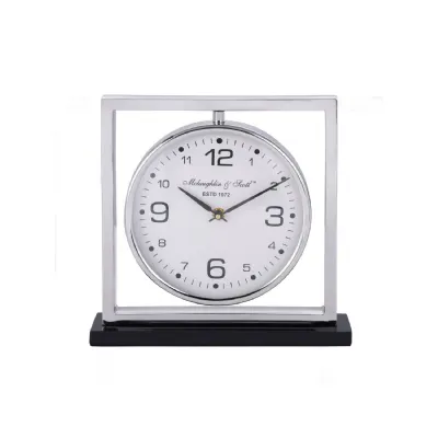 Tollington Nickel And Granite Square Mantel Clock