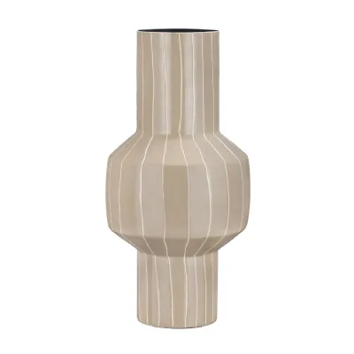 Alvera Beige Stripe Enamel Vase 38cm