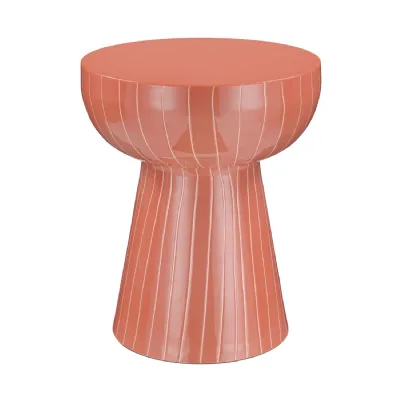 Alvera Coral Stripe Enamel Side Table 42 Cm