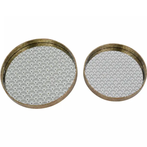 Deco scallop Antique Gold Set Of 2 Trays