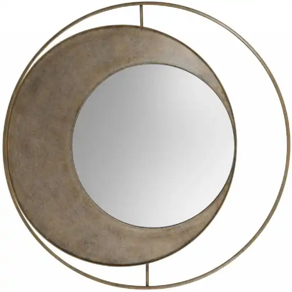 Concentric Circles Iron Mirror Aged Gold 100cm diamater