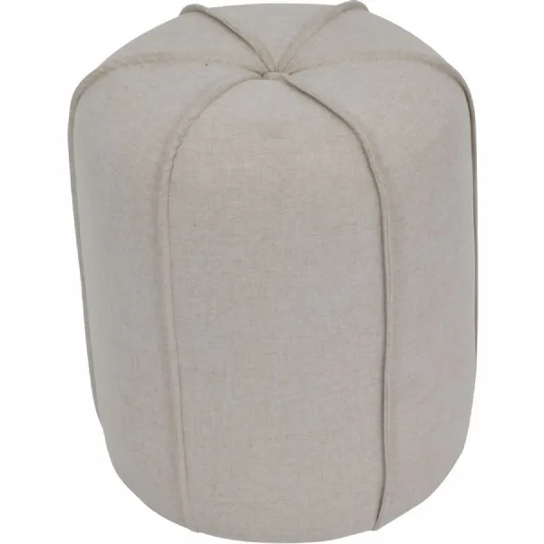 Seamed Button Stool in Oatmeal Fabric
