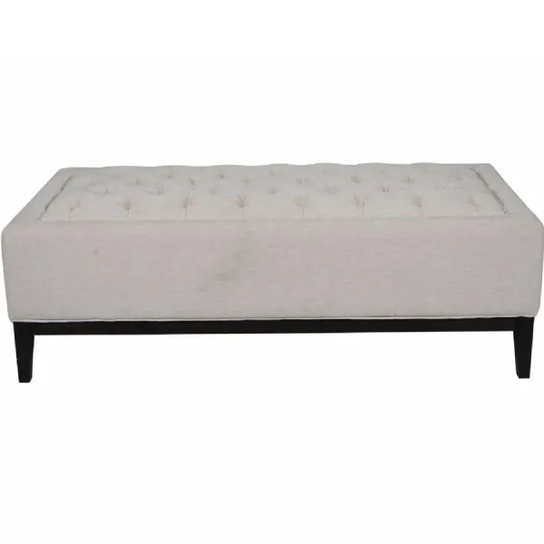 Theodore Buttoned XL Ottoman in Ivory Fabric 140x76cm